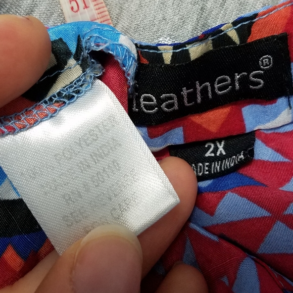 Feathers colorful tribal print tunic dress, 2X - Picture 11 of 14